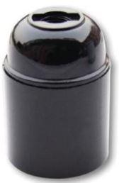 E26 BLACK BAKELITE LAMPHOLDER THREE PART WITH E26 INSERT PLAIN SKIRT AND PLASTIC THREADED ENTRY DOME  UL APPROVED FILE NUMBER E255576