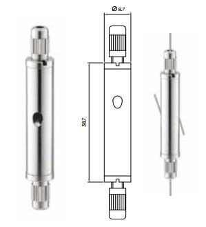 DOUBLE ENDED LOOP MAKER WITH 2 CLUTCHES 8.7MM DIA. X 38.7MM BARREL LENGTH -  NICKEL SILVER PLATED BRASS -  FOR 1.0MM - 1.5MM STEEL WIRE