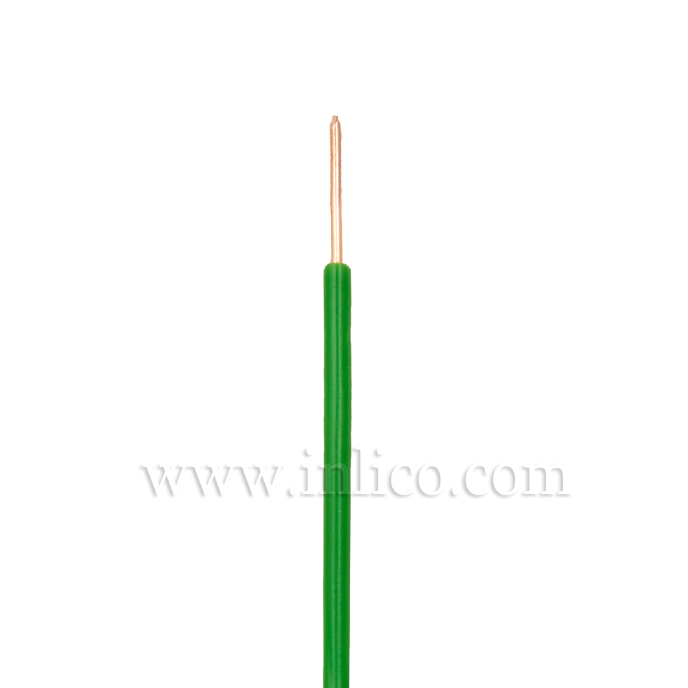 GREEN HR SINGLE CORE .8MM DIA SOLID PVC INSULATED 85 DEG C 0.5MM SQ CROSS SECTION H05V2-U BS6141:1991