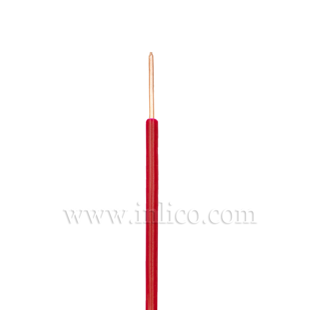 RED HR SINGLE CORE .8MM DIA SOLID PVC INSULATED 85 DEG C 0.5MM SQ CROSS SECTION H05V2-U BS6141:1991
