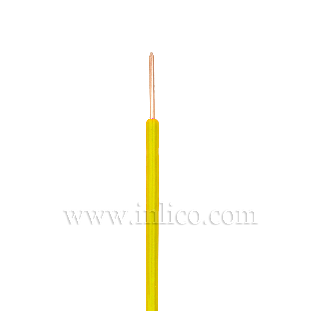 YELLOW HR SINGLE CORE .8MM DIA SOLID PVC INSULATED 85 DEG C 0.5MM SQ CROSS SECTION H05V2-U BS6141:1991