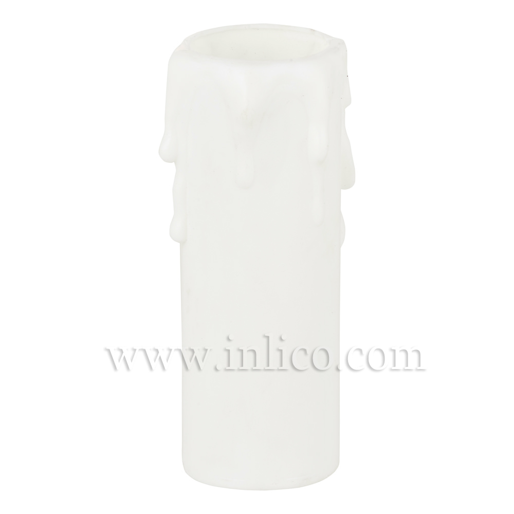 CANDLE DRIP 29.5MM OD x 27MM ID X 90MM WHITE PLASTIC