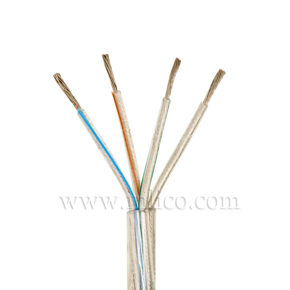 Clear Cable 4 core x 0.75mm Inners in transparent PVC Tinned