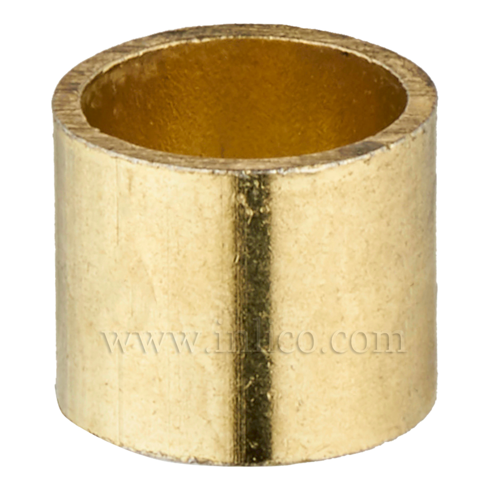 BRASS PLATED SPACER 10MM LONG 10MM CLEAR BORE TO FIT OVER M10x1 ALLTHREAD